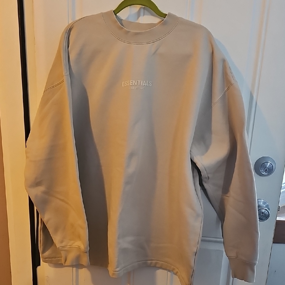 Essentials Oversized XL Beige Crewneck Sweater